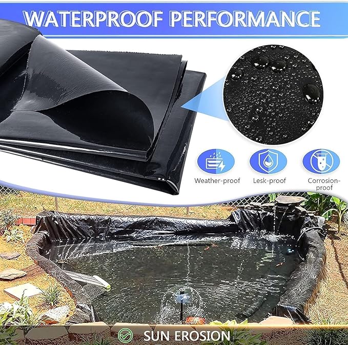 ToLanbbt Pond Liner 10 FT x 15 FT HDPE Pond Liners, 20 Mil UV Resistant - Image 4
