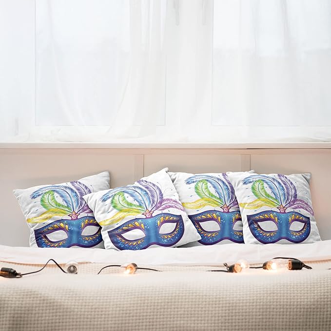 Ambesonne Mardi Gras Throw Pillow Cushion Case Pack of 4, Modern Accent - Image 6
