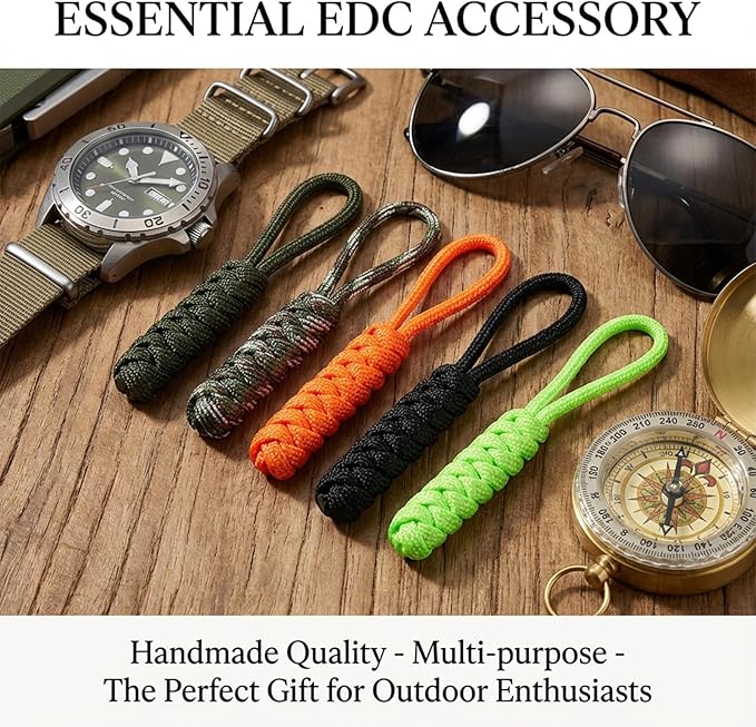 10 Pieces Paracord Zipper Pull Replacement Zipper Pulls Tab 4" Keychain - Image 7