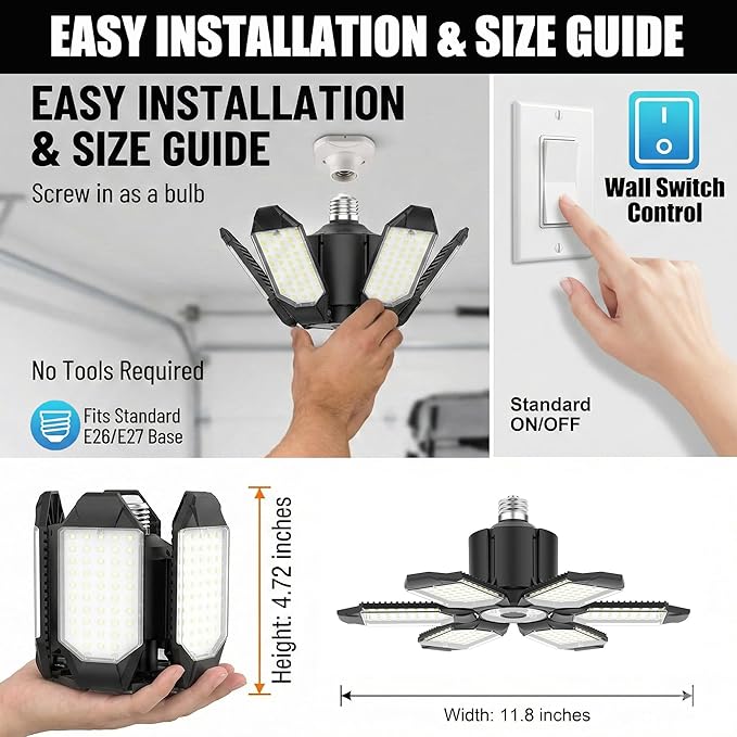 BRAINIAC 100W LED Garage Lights, 10000LM Super Bright Shop Lights - Image 7