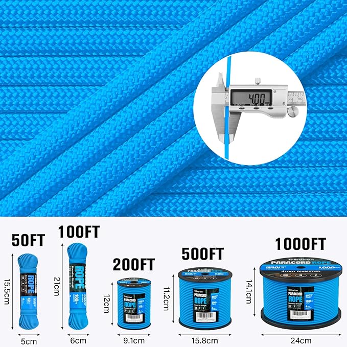 Paracord Rope 550 lb - 100ft 5/32" Parachute Cord 4MM 7-Strand para Cord - - Image 5