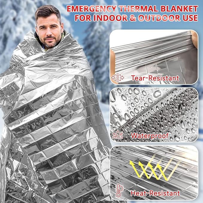 SecuCaptain Survival Emergency Thermal Blankets: 25 Pack Extra Large 84” x63” - Image 5