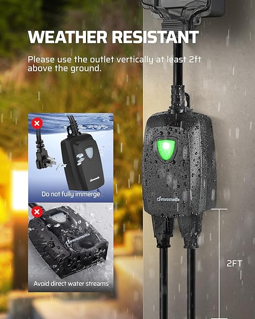 DEWENWILS Outdoor Wireless Remote Control Outlet Power Strip Weatherproof - Image 3