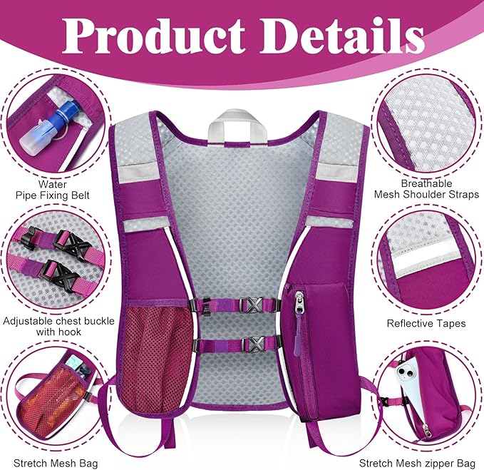 Hydration Backpack with 2L Water Bladder Bag, Lightweight and Breathable - Image 3