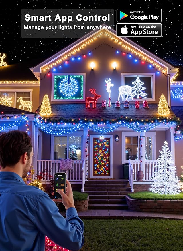 Minetom 82ft 250LED Color Changing Christmas Halloween Tree Lights, LED RGB - Image 6