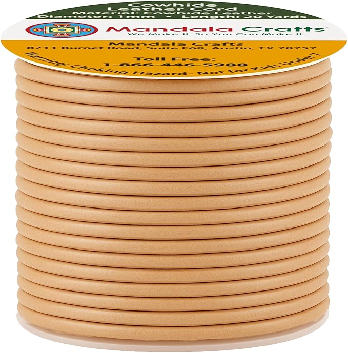 Mandala Crafts Round Genuine Tan Leather Cord - Image 2