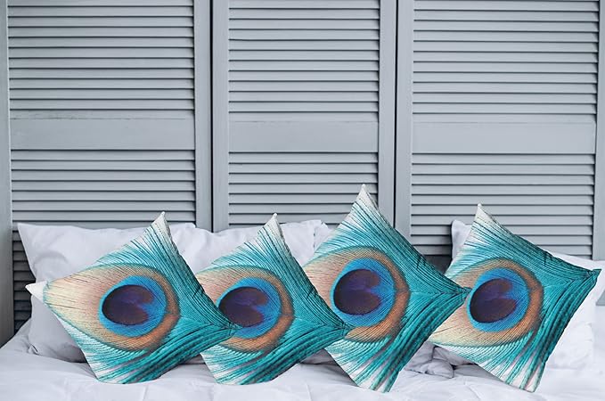 Ambesonne Feather Throw Pillow Cushion Case Pack of 4, Close up Pattern of - Image 2