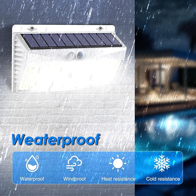 Peasur 1 Pack 368 LED Solar Lights Outdoor Motion Sensor, Solar Fence - Image 3