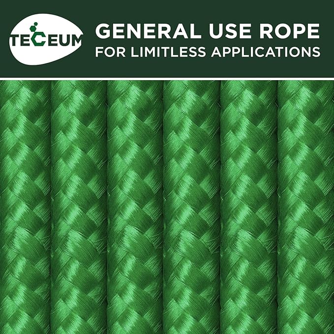 TECEUM Rope – 90 Feet x 1/4 Inch – Green – Strong All-Purpose Utility Rope – - Image 9