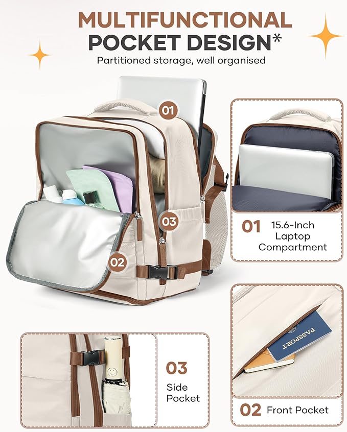coofay Extra Large Travel Backpack Carry on Flight Approved Mochila De Viaje - Image 4