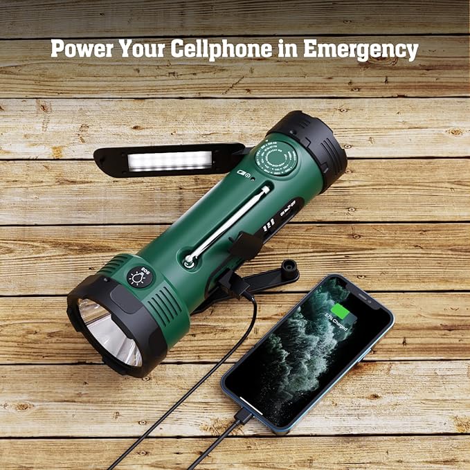 Emergency Radio with 5-Mode LED Flashlight, Solar Hand Crank NOAA Weather Radio - Image 6