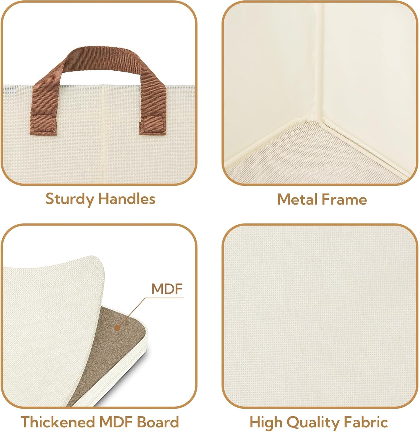 GRANNY SAYS Closet Storage Baskets, Collapsible Fabric Storage Bins with Metal Frame, Clothes Organizer Bins, Extra Large Baskets for Shelves, Ivory, 4-Pack