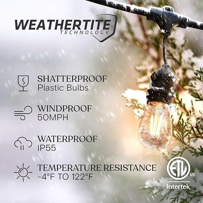 Brightech Ambience Pro - 24 Ft Waterproof LED Outdoor String Lights - Hanging - Image 2