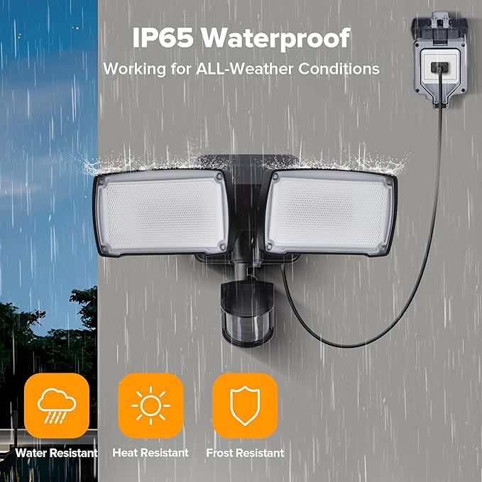 LUTEC 2 Pack 21W Plug in Motion Sensor Light Outdoor, Flood Lights Outdoor - Image 4