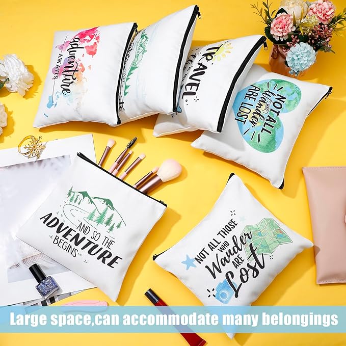 12 Pcs Travel Bag Adventure Awaits Makeup Bag Gifts World Map Cosmetic Case - Image 3