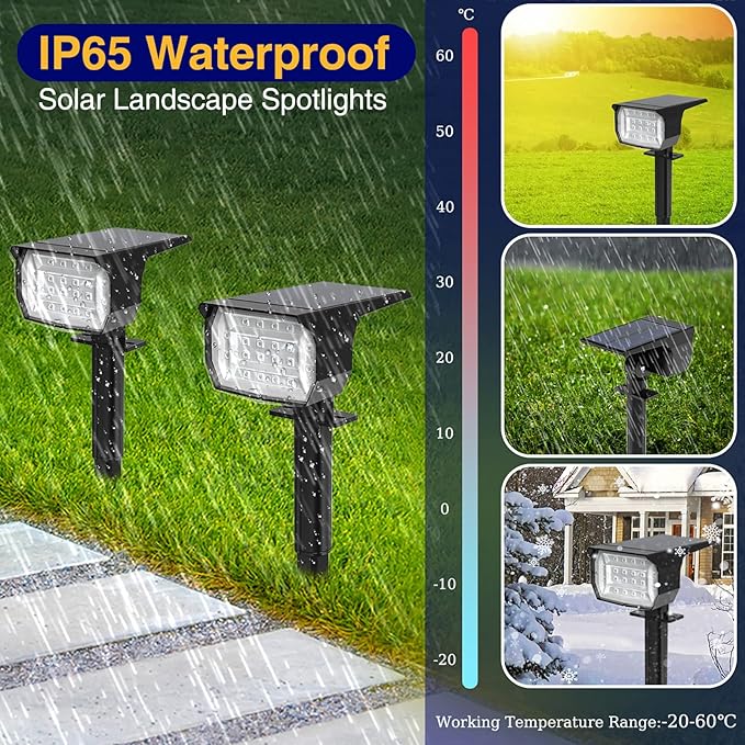 nipify 1 Pack Solar Spot Lights Outdoor Color Changing, 7 Modes Halloween RGB - Image 5