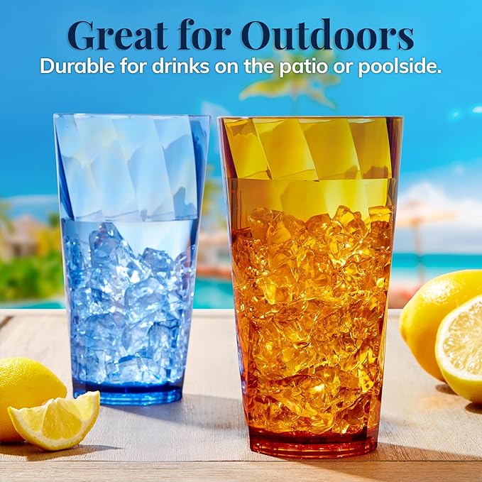 US Acrylic Optix Plastic Reusable Drinking Glasses 20oz Water Cups in Jewel - Image 7