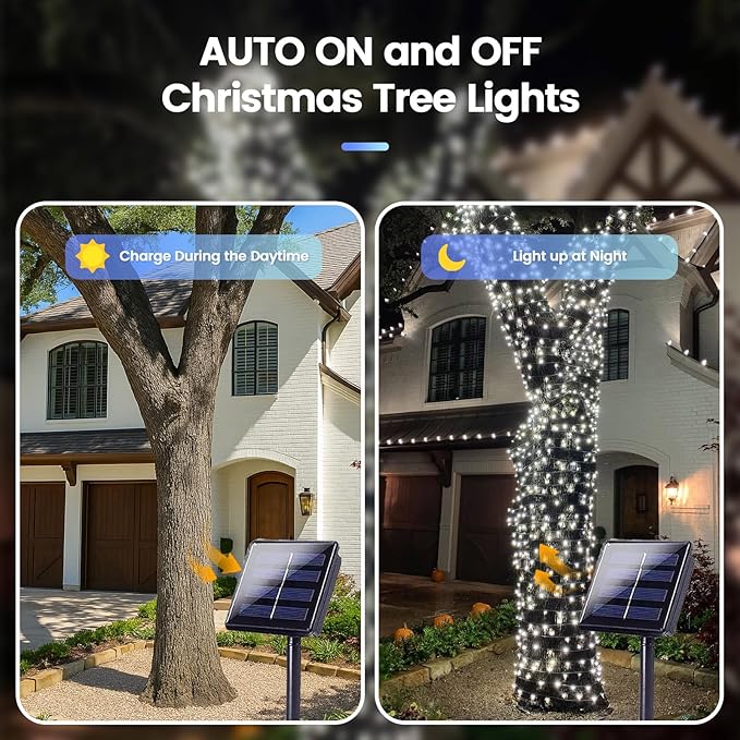 Extra-Long 144FT Solar String Lights Outdoor, 2 Pack 400LED Solar Fairy Lights - Image 2