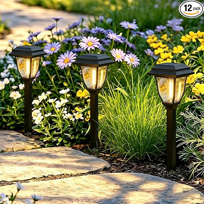 Solar Pathway Lights 12 Pack Mini Outdoor 3000K Bright Auto On/Off Solar Garden by SenLuKit