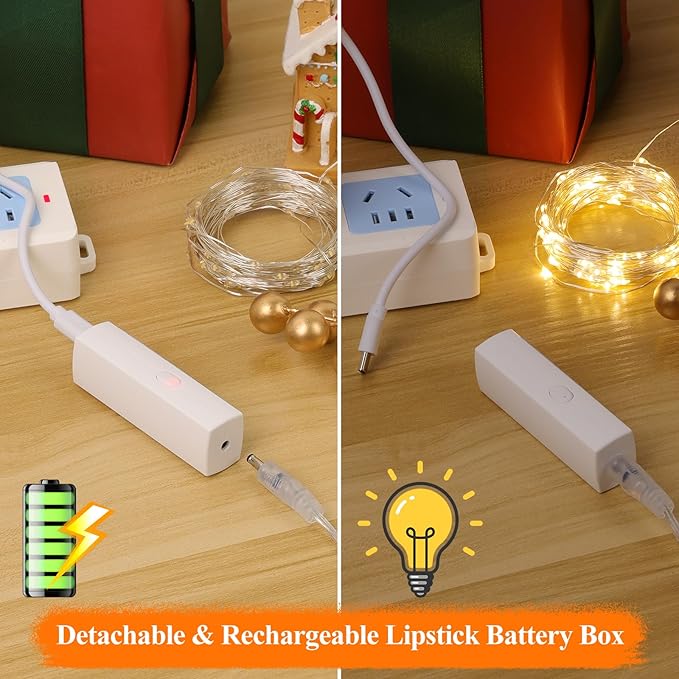 Lakumu LED Fairy Lights Battery Operated, Rechargeable String Lights - Image 3