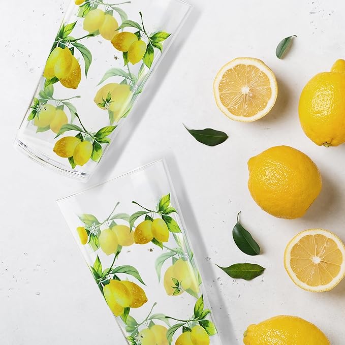 Reston Lloyd Calypso Basics Fresh Lemons 19 oz Acrylic Drinkware Set of 6 – - Image 4