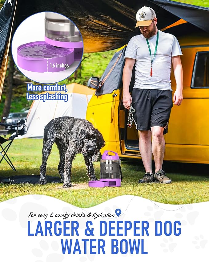 77oz Dog Travel Water Bottle, Large Portable Dog Water Bowl Dispenser, - Image 5
