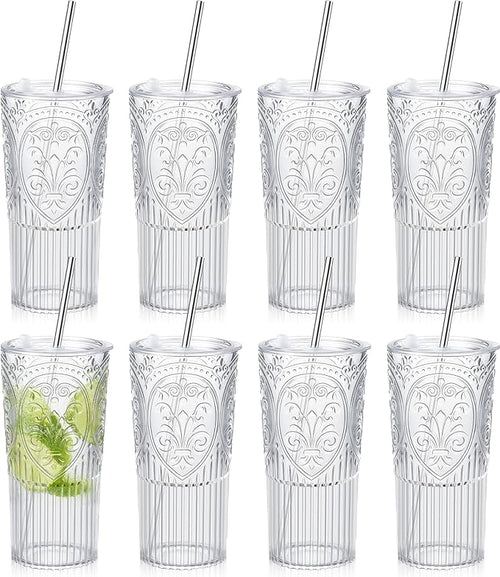 8 Set 20oz Vintage Plastic Tumbler by Unknown