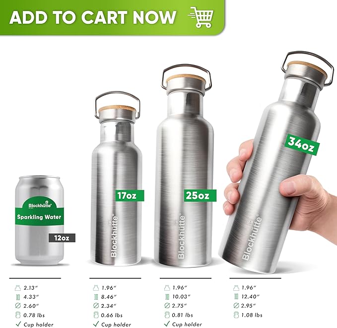 Blockhütte Vacuum Insulated Stainless Steel Water Bottle - 25 oz I Wide Mouth - Image 5