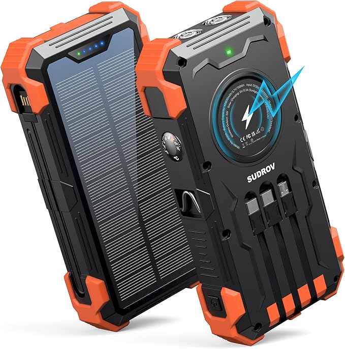 Sudrov Solar Charger Power Bank, 42800mAh Wireless Portable Charger by Sudrov