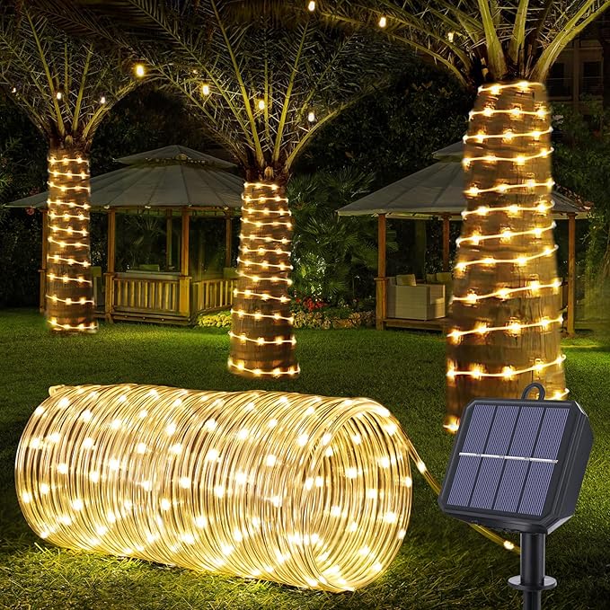 Solar Rope Lights, 33ft 100LED Solar String Lights, 8 Modes Waterproof Solar by Jnaurb