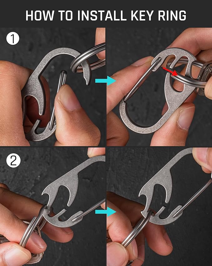 TISUR Titanium Carabiner Keychain Clip, Anti-Lost Key Ring Holder, Self-Locking - Image 3