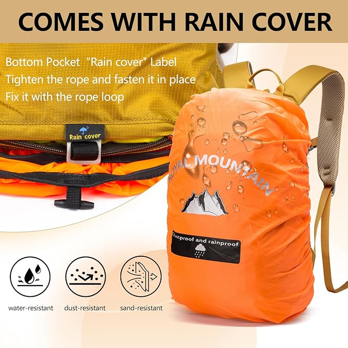 Hiking Backpack With Rain-cover, 30L Travel Backpacks - Image 3