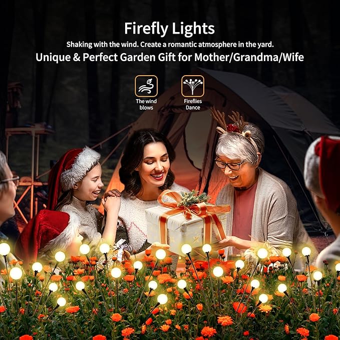 vignuto Solar Lights Outdoor Waterproof 4 Pack of 32 LEDs Garden Patio Firefly - Image 5
