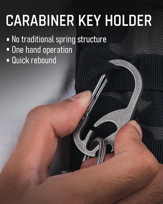 TISUR Titanium Carabiner Keychain Clip, Anti-Lost Key Ring Holder, Self-Locking - Image 5