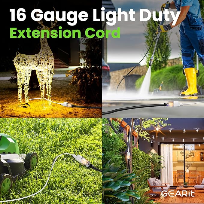 GEARit 100 Ft Extension Cords 16/3 Gauge 360° Rotating Plug Outdoor/Indoor SJTW - Image 2