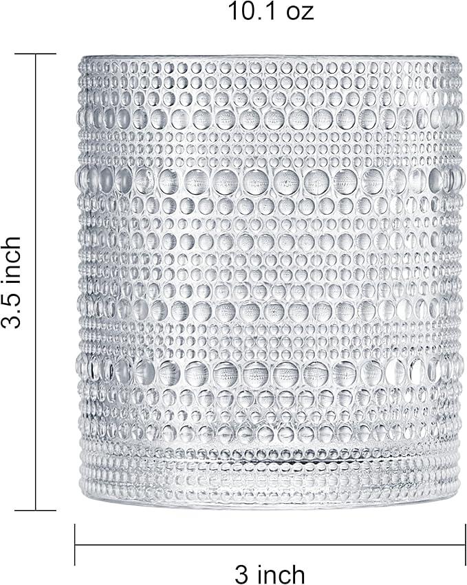 Khen Plastic Hobnail Drinking Glasses Set of 4 Clear Cups 14oz, Shatterproof & - Image 2