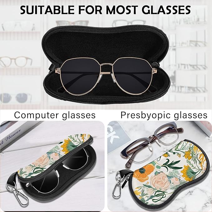 Glasses Case Sunglasses Eyeglass Soft Case Zipper Light Neoprene Pouch - Image 3