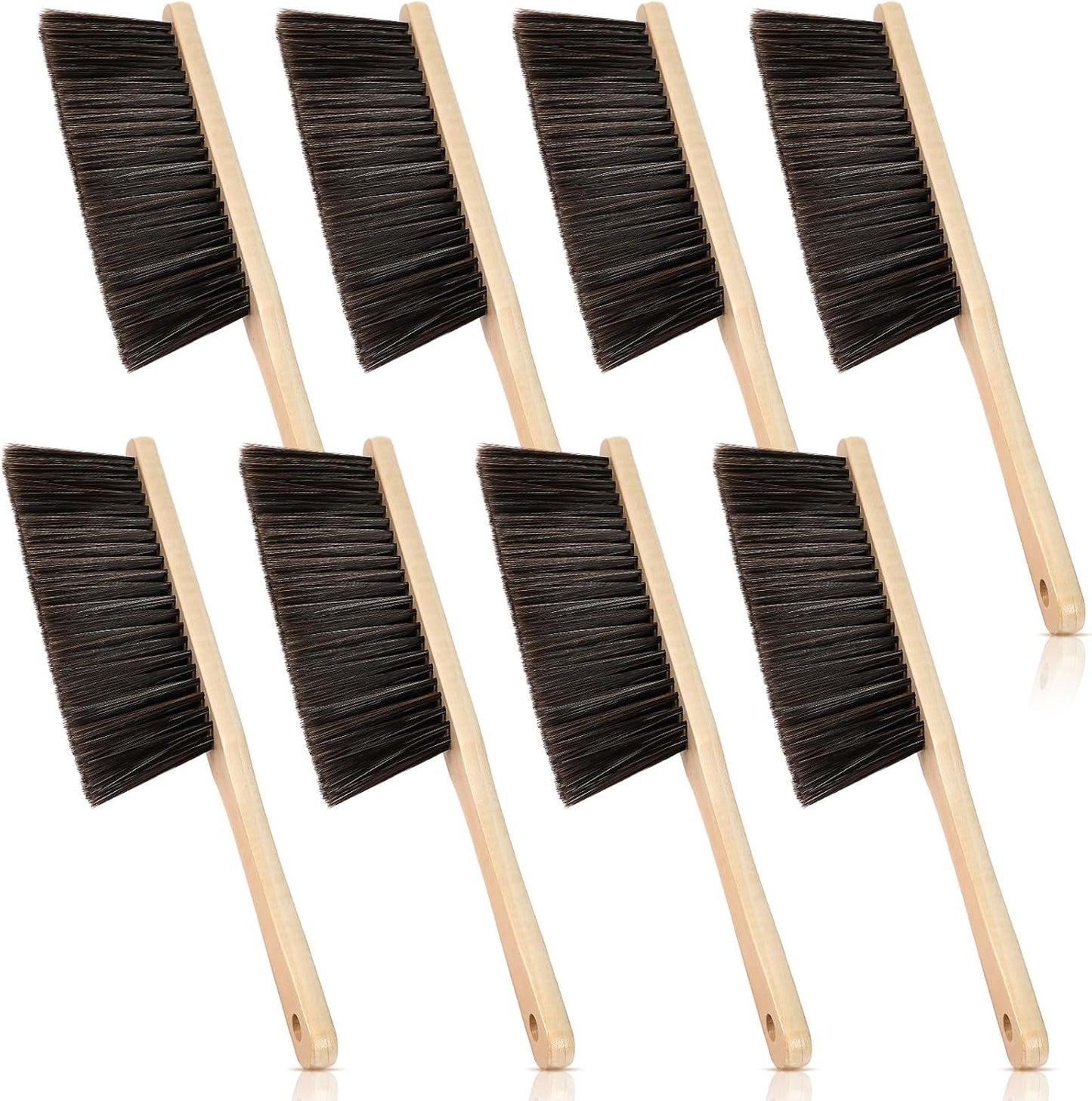 Tioncy 8 Pieces Wooden Dust Brush Bulk Hand Broom Bench Soft Bristle Cleaning Outdoor Furniture Brushes with Long Wood Handle for Cleaning Car Bed Sofa Fireplace Couch Clothes