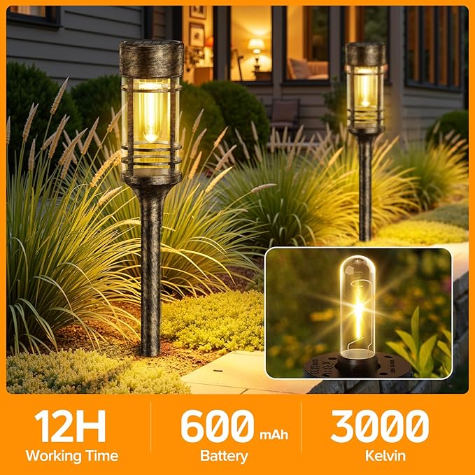 LETMY 8 Pack Brown Solar Pathway Lights Outdoor, Bright Solar Lights Outdoor - Image 6