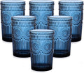ZMOWIPDL Vintage Glassware Drinking Glasses Set of 6, 13 oz Blue Textured by ZMOWIPDL