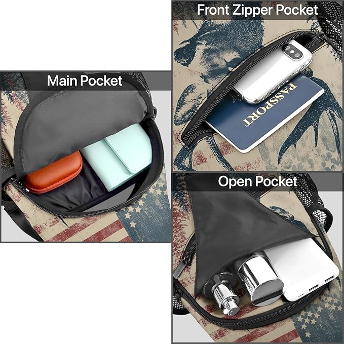 FyLybois Deer Sling Bag for Women Lightweight Crossbody Backpack Casual Daypack - Image 6