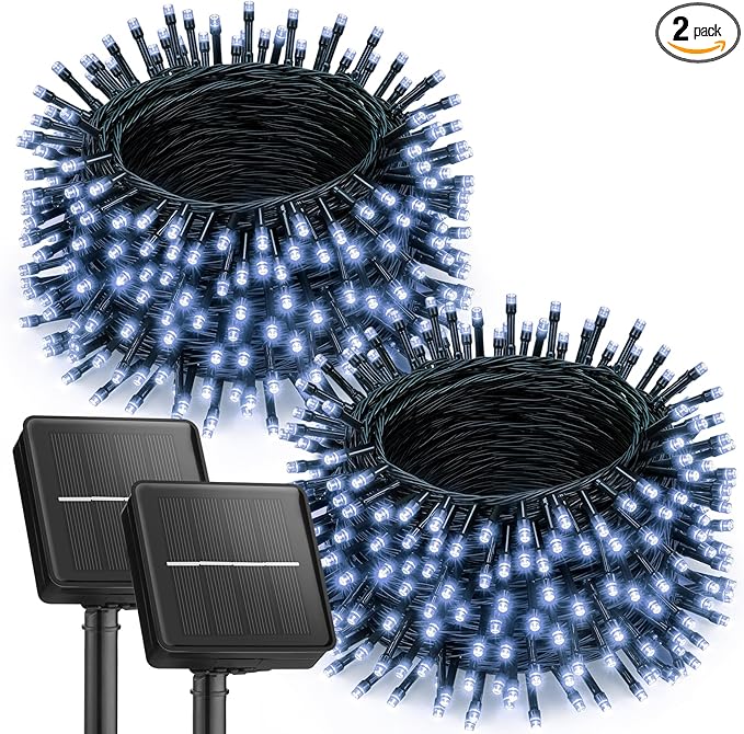 Brightown 2 Pack Solar Christmas Lights Outdoor, Total 92FT 240 LED Solar by Brightown