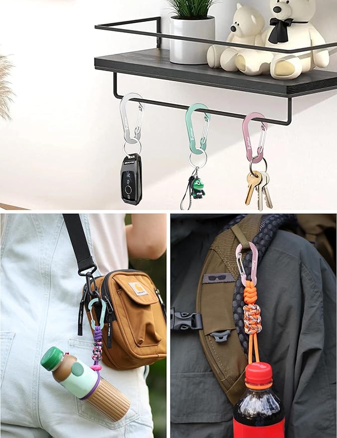 9PCS Carabiner Keychain Clip, 2.7" Large Aluminum Carabiner Clips - Image 5