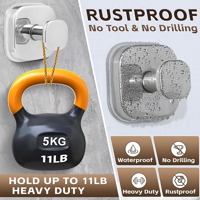 Suction Cup Hooks for Shower Heavy Duty No-Drill– Reusable Multi-Purpose Hooks - Image 2