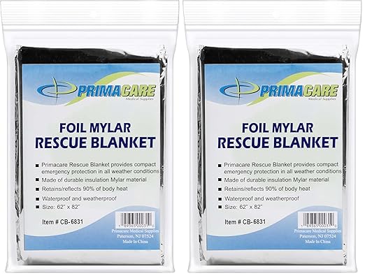 Primacare CB-6831 Emergency Mylar Thermal Foil Blanket, Lightweight and Durable by Primacare