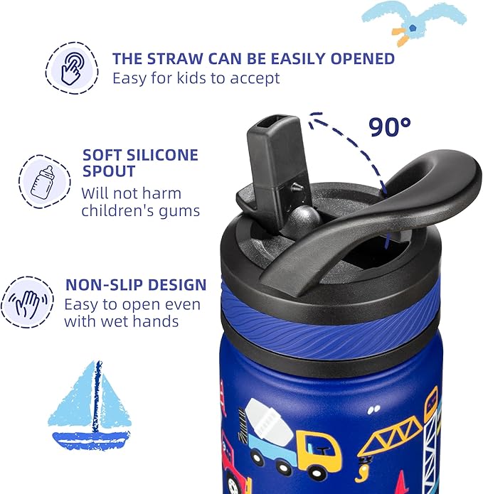 Fanhaw 14 Oz Kids Insulated Water Bottle - Image 3
