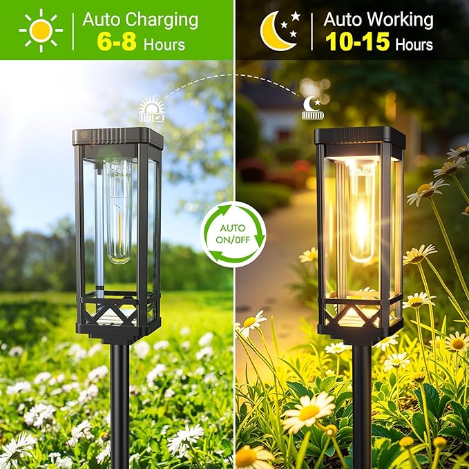 KOOPER Taller Solar Pathway Lights Outdoor, 4 Pack Upgraded Brighter Solar - Image 8