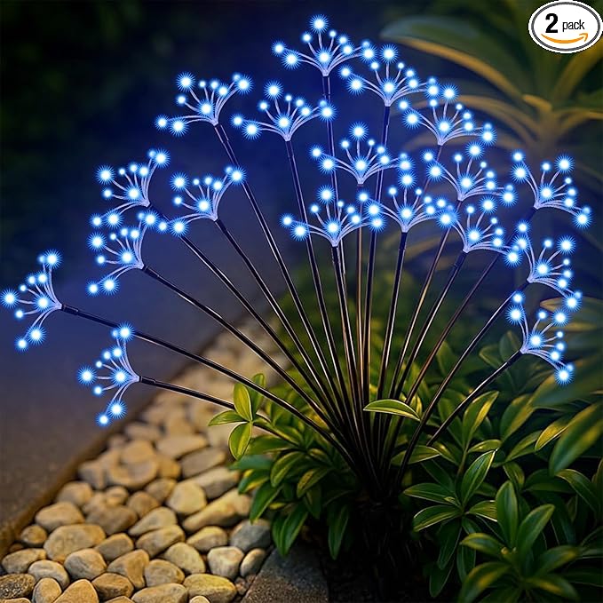 Solar Garden Lights 2 Pack Waterproof Solar Swaying Starburst Light Outdoor by Yaafen