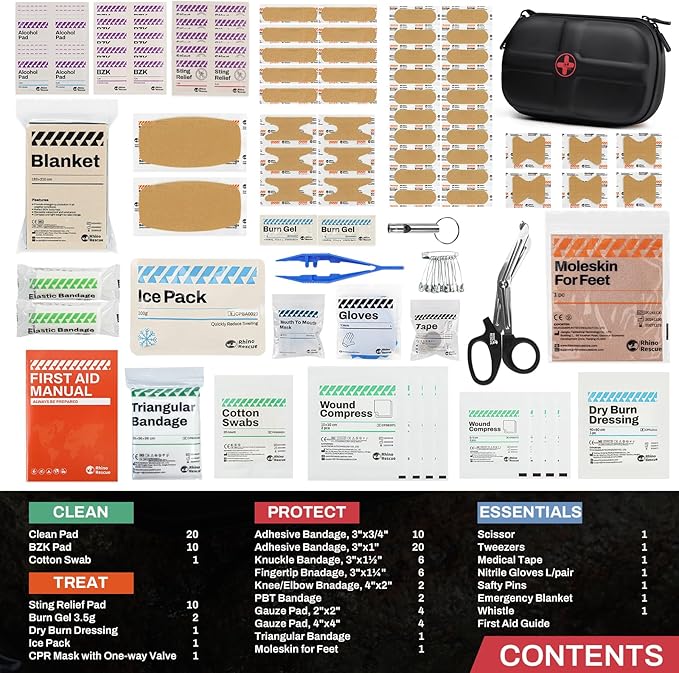 RHINO RESCUE EVA First Aid Kit, Small Waterproof Backpack Emergency Hiking - Image 2
