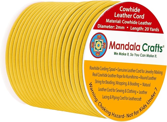 Mandala Crafts Round Genuine Yellow Leather Cord by MandalaCrafts
